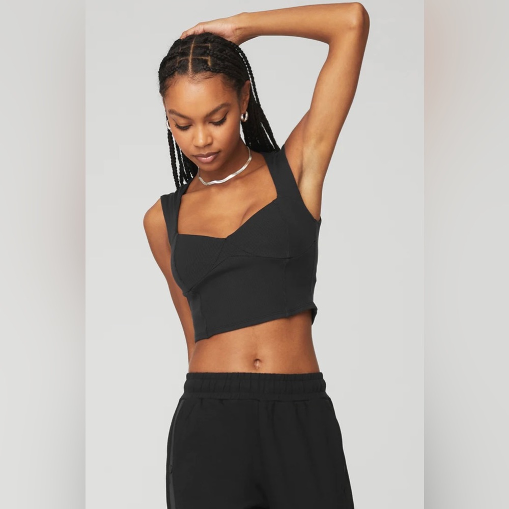 Alo ribbed sweetheart short sleeve